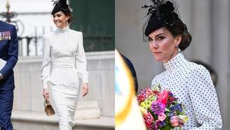 Kate Middleton apostou em look de poá para eventos do Dia da Vitória