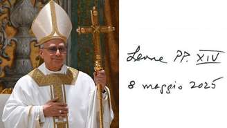Assinatura do novo líder da Igreja Católica, papa Leão XIV