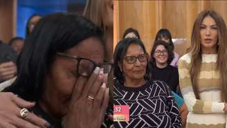 Participante da plateia do Encontro e Patrícia Poeta