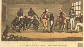 Mercado de escravizados no Rio, em ilustração de 1826