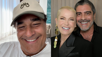 Ex e atual de Xuxa, Luciano Szafir e Junno Andrade aparecem juntos em festa
