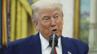 O presidente americano, Donald Trump, na Casa Branca, em 28 de maio de 2025.