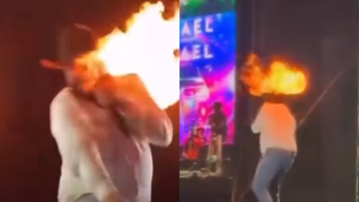 Cantor Léo sofre queimaduras no rosto após ser atingido por chamas durante show em SP