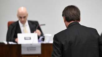 O ex-presidente Jair Bolsonaro, durante depoimento ao juiz Alexandre de Moraes no Supremo Tribunal Federal.