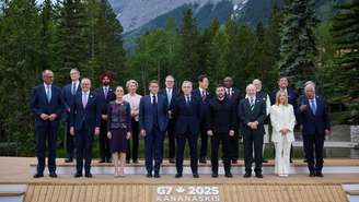 Líderes do G7 reunidos em Kananaskis, no Canadá. Em 18 de junho de 2025.