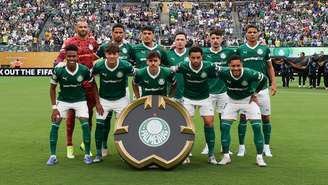 O time da SE Palmeiras, posa para foto em jogo contra a equipe do FC Porto, durante partida válida pela fase de grupos, da Copa Mundial de Clubes da FIFA, no Metlife Stadium. 