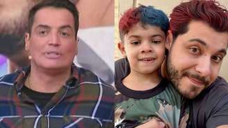 Leo Dias e Murilo Huff com o filho, Leo