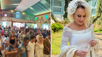 Ana Maria Braga renova votos de casamento em festa junina; veja