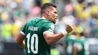 Paulinho, do Palmeiras, comemora gol contra o Botafogo