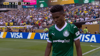 Estêvão após ser substituído por Abel Ferreira (Foto: Reprodução/CazeTV)