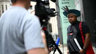 O líder indígena Marcelo Krenak está na capital britânica para acompanhar a audiência contra a mineradora australiana BHP, 02 de julho de 2025.