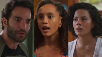 Afonso (Humberto Carrão), Raquel (Taís Araujo) e Fátima (Bella Campos) de Vale Tudo