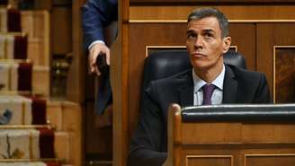 O primeiro-ministro espanhol, Pedro Sánchez, antes de discurso no Congresso do país nesta quarta-feira, 9 de julho de 2025.