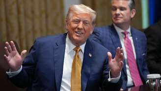 O presidente dos Estados Unidos, Donald Trump, durante reunião na Casa Blanca, em Washington, 8 de julho de 2025.
