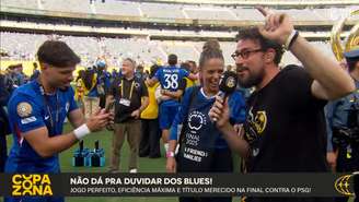 Namorada de Pedro Neto tieta Beltrão durante festa do Chelsea