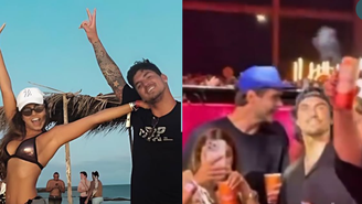 Tá rolando? Gabriel Medina e Isabella Arantes flagrados juntos em show do Thiaguinho