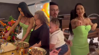 Gracyanne Barbosa celebra aniversário da ex-sogra ao lado de Belo