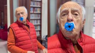 Ary Fontoura surgiu chupando chupeta nas redes sociais