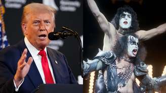 Donald Trump e Paul Stanley e Gene Simmons, do Kiss