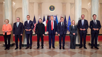 Encontro de líderes mundiais na Casa Branca, em Washington D.C., no dia 18 de agosto