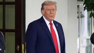 O presidente dos Estados Unidos Donald Trump na Casa Branca em agosto