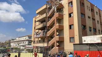 O hospital Nasser, em Khan Yunis, no sul da Faixa de Gaza, após um ataque israelense, em 25 de agosto de 2025.