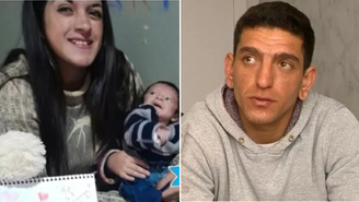 Na esquerda, Tatiele Goulart Guimarães com o filho Arthur Goulart dos Santos no colo, após completar um mês. À direita, foto do pai do bebê, Luan dos Santos 