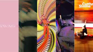 Capas de: Justin Bieber, Os Garotin, David Byrne, Supervão e Shame