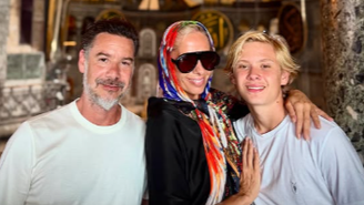 O empresário Alexandre Iódice, a atriz Adriane Galisteu e o filho do casal, Vittorio Galisteu