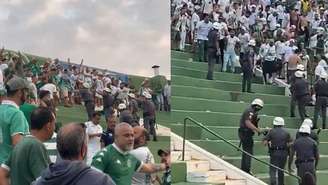 Confusão teve início logo após torcedor cair em fosso de estádio