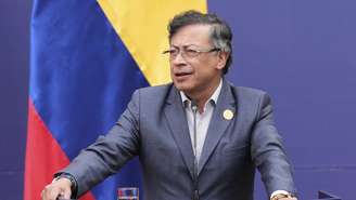 O presidente colombiano Gustavo Petro em Santiago, em julho.