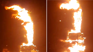 Estátua foi incendiada na madrugada desta terça-feira, 23