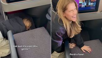 Ingrid Guimarães busca fones de ouvido durante voo