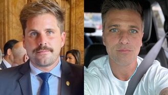 Thiago Gagliasso alfineta Bruno com imagem do ator ao lado de desenho de Trump