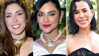 Manu Bahtidão, Mileide Mihaile e Larissa Tomásia no casamento de Mari Fernandez e Julia Ribeiro