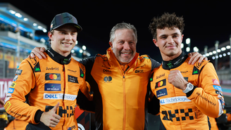 Piastri, Zak Brown e Lando Norris