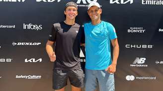 Leonardo Storck de preto e Livas Damázio 