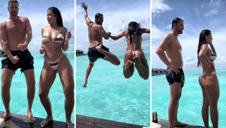 Laís Caldas e Gustavo Marsengo têm lua de mel 'invadida' por tubarão / Reprodução: Instagram