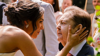 Lara Silva no dia do casamento com o pai, Faustão