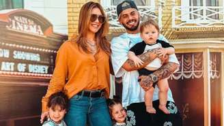 Virginia Fonseca e Zé Felipe com os filhos, Maria Alice, Maria Flor e José Leonardo