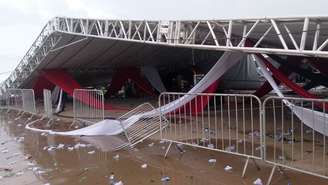 Ao menos um homem morreu e 40 pessoas ficaram feridas após vendaval atingir local de festa no interior de São Paulo