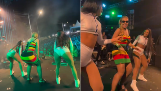 Prefeita de Ibicaraí, Monalisa Tavares, durante show da banda La Fúria