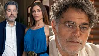 Ferette (Murilo Benício), Arminda (Grazi Massafera) e Rogério (Eduardo Moscovis) de Três Graças (Reprodução/TV Globo)