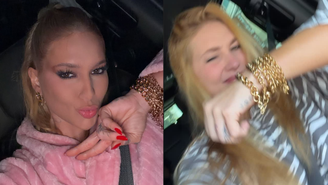 Virginia Fonseca fica com pulseiras presas no braço após ensaio de Carnaval