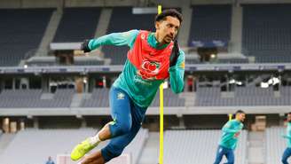 Marquinhos durante treino da Seleção Brasileira