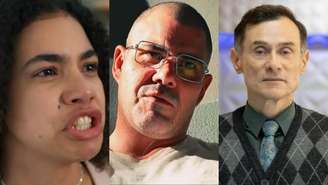 Joélly (Alana Cabral), Jorginho (Juliano Cazarré) e Albérico (Enrique Diaz) de Três Graças (Reprodução/TV Globo)