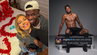 Vini Jr posou sem camisa nas redes sociais e Viriginia reagiu