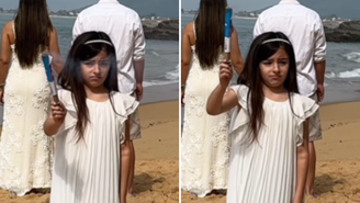 Menina faz careta e fica inconsolável após descobrir que terá um irmãozinho: ‘Ah, não’