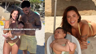 Fofura! Nathalia Valente e Yuri Lima levam o filho para a praia pela primeira vez / Reprodução: Instagram