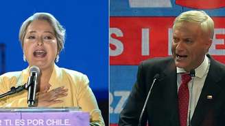 Jeannette Jara, da esquerda, e José Antonio Kast, da extrema direita, disputam o segundo turno das eleições presidenciais no Chile. Em 14 de novembro de 2025.